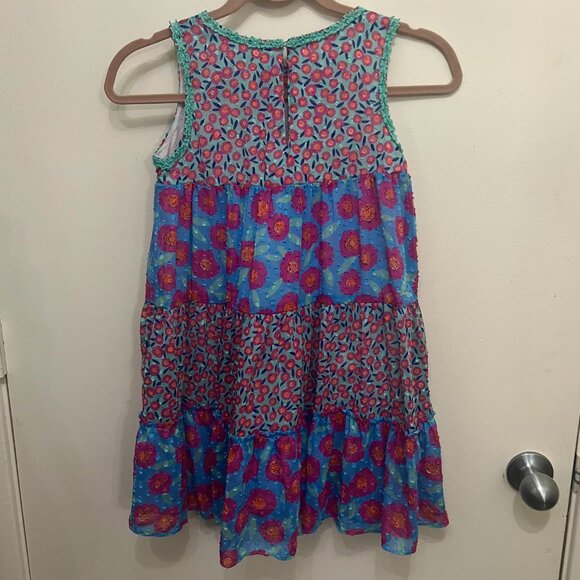 Kate Spade New York Girls Floral Swiss Dot Dress A Line Tiered Trapeze Size 8Y - Picture 8 of 9